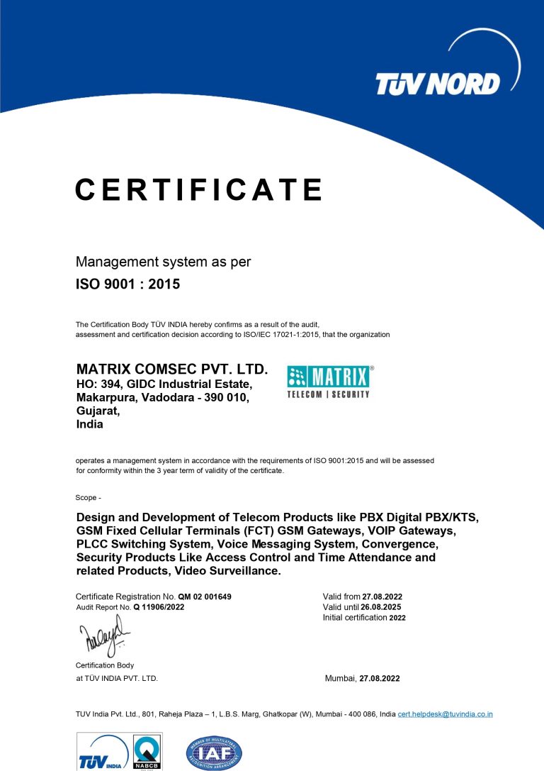 Certificates Matrix Comsec